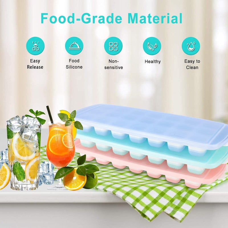 Fuukou Silicone Ice Cube Tray with Lid - Mini Silicone Ice Tray with Lid,Small Ice Cube Tray,Tiny Ice Cube Trays for Iced Coffee,Baby Food,BPA Free,Easy Release - Image 2